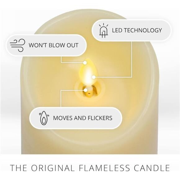 New Flameless LED Battery Operated Ivory Pillar Candle, Flickering - Picture 3 of 7
